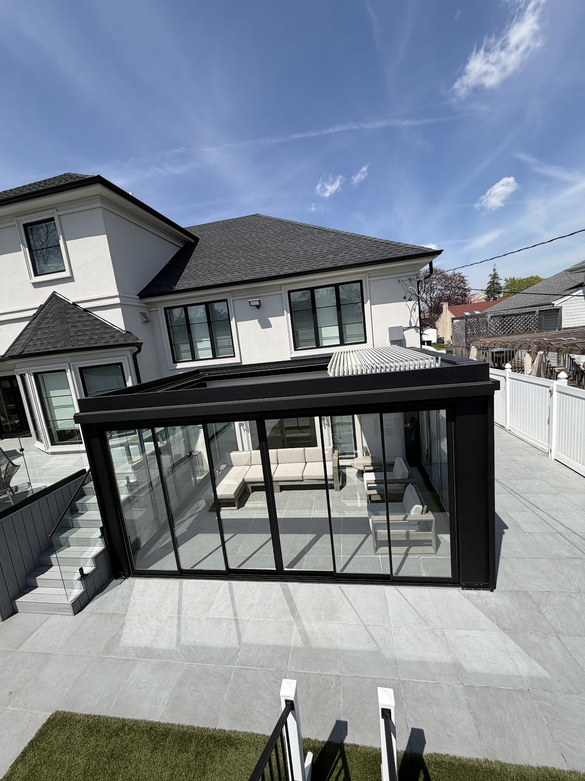 PergolaOne glass enclosure with pool view